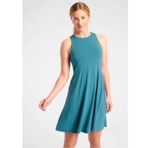 ATHLETA SANTORINI THERA Fit and Flare Dress Sleeveless Blue Green Sz XS
